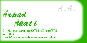 arpad apati business card